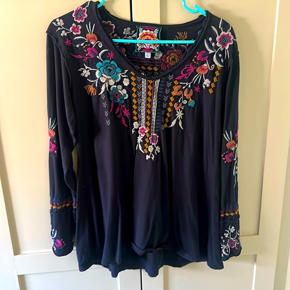 Johnny Was embroidered long sleeve shirt